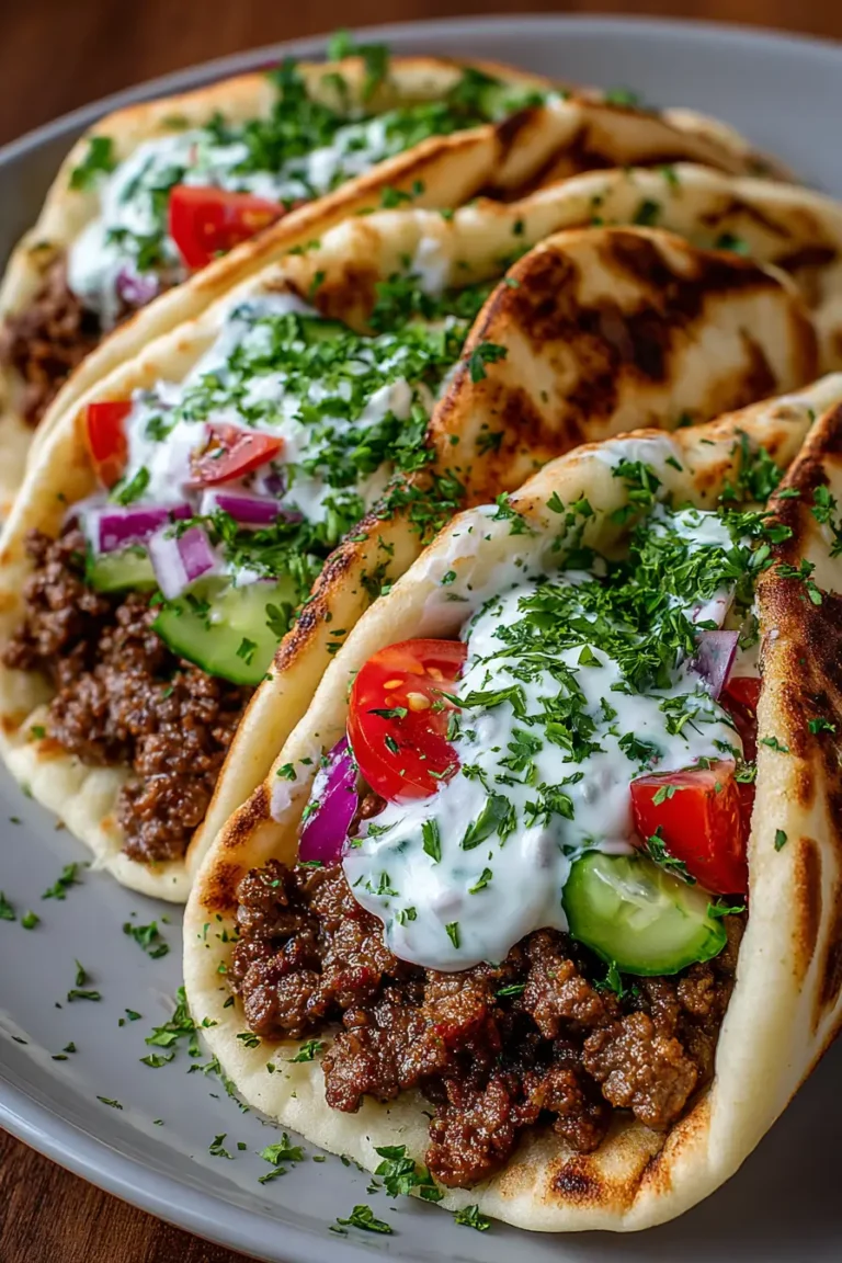 Juicy Mediterranean Beef Pita Wraps with Fresh Veggies and Garlic Sauce