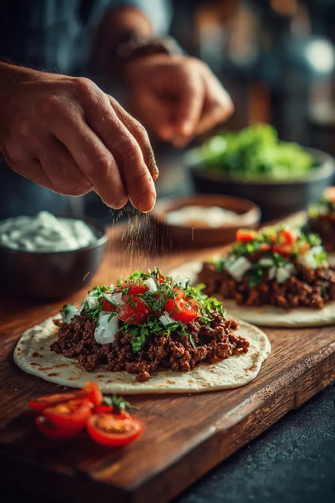 Juicy Mediterranean Beef Pita Wraps with Fresh Veggies and Garlic Sauce