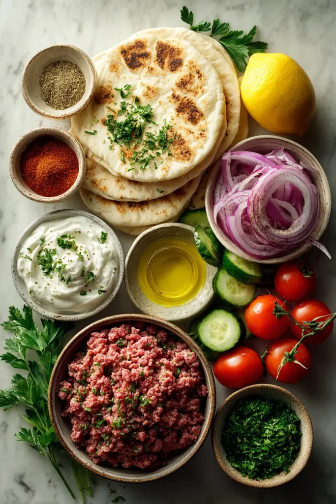 Juicy Mediterranean Beef Pita Wraps with Fresh Veggies and Garlic Sauce