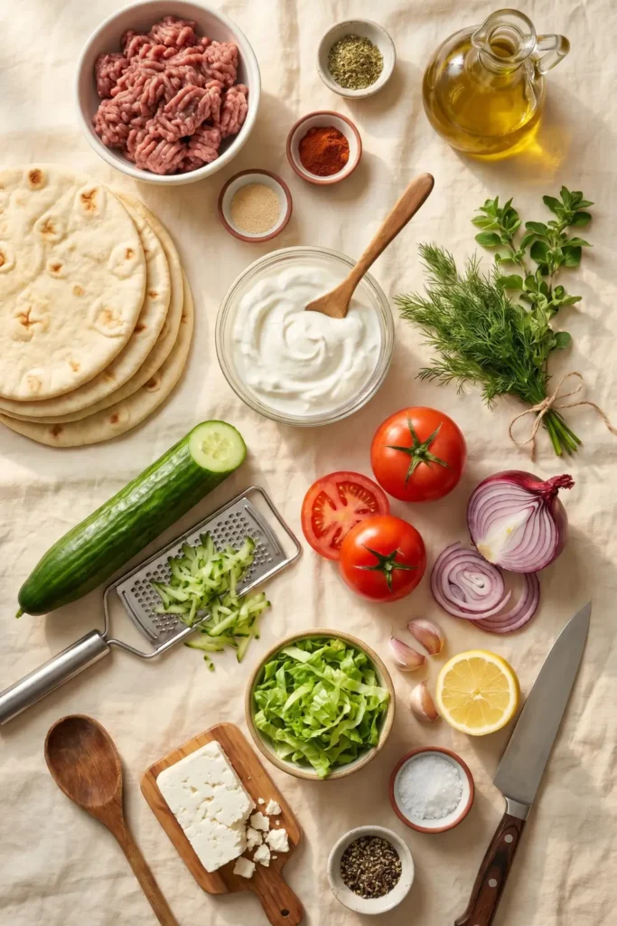 Greek beef wraps