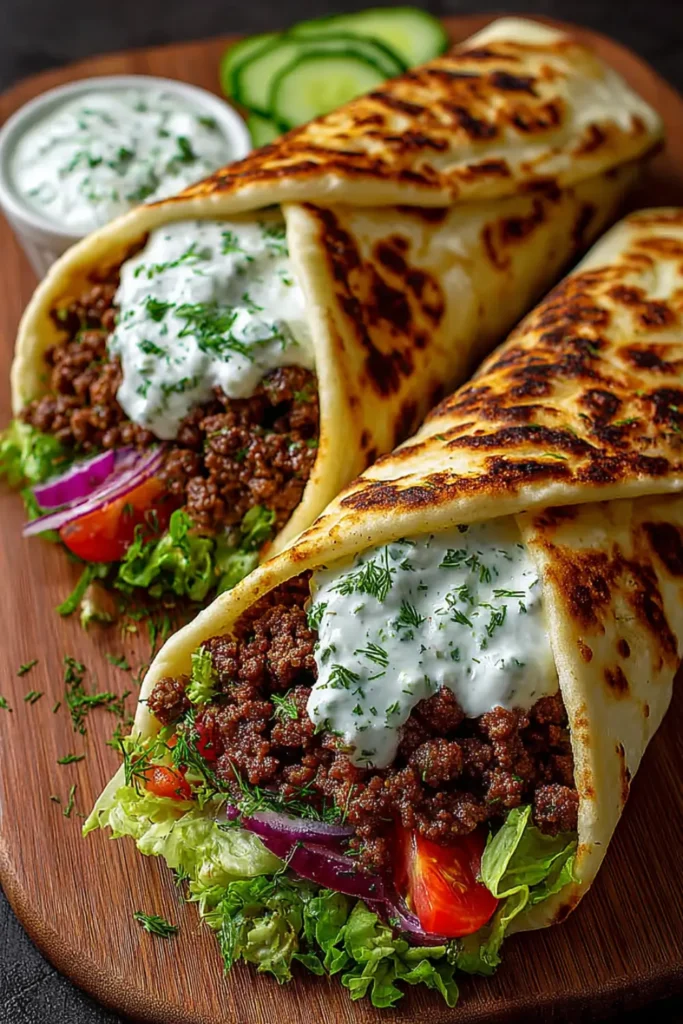 Greek beef wraps