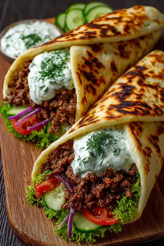 Greek beef wraps