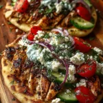 Greek chicken flatbread