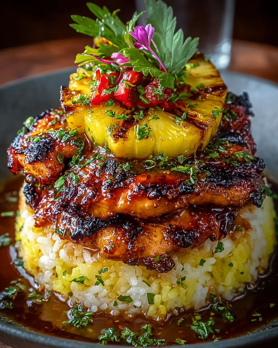 Hawaiian Huli Huli Chicken Stack