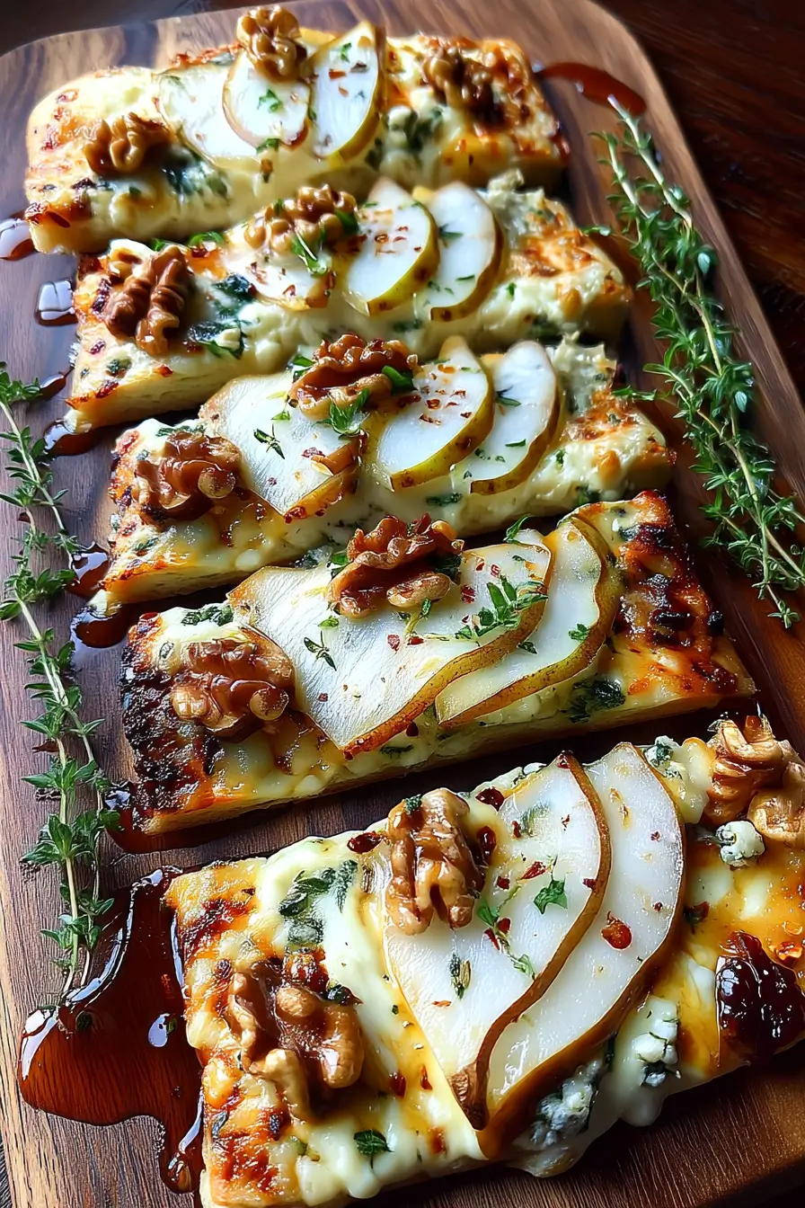 brie pear walnut flatbread
