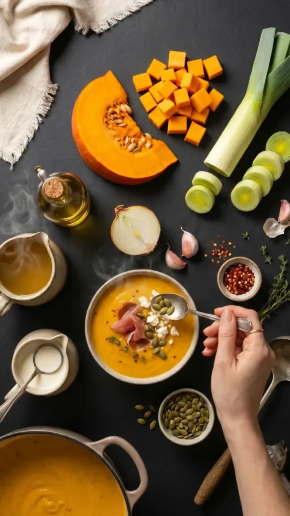 roasted pumpkin leek soup