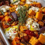 sweet potato and pumpkin bake with whipped feta