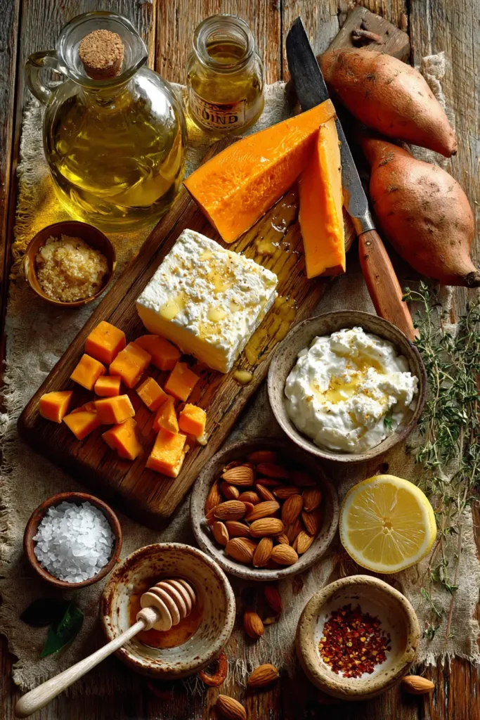sweet potato and pumpkin bake with whipped feta