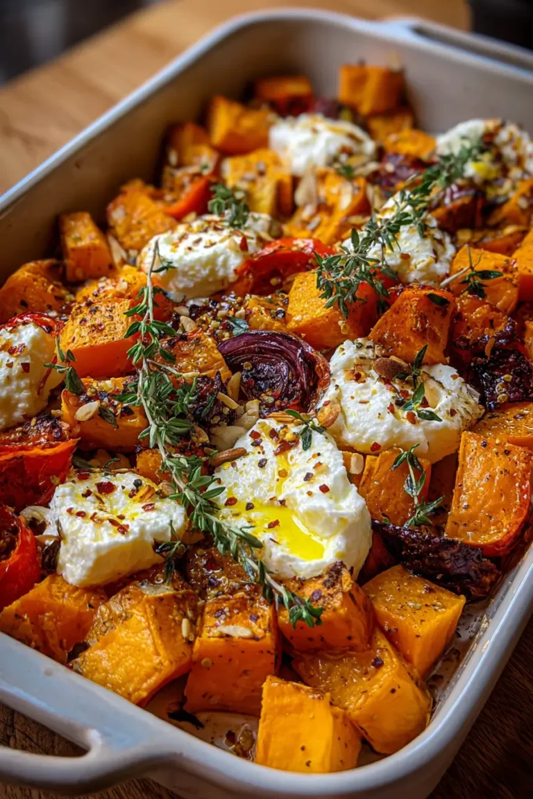 sweet potato and pumpkin bake with whipped feta