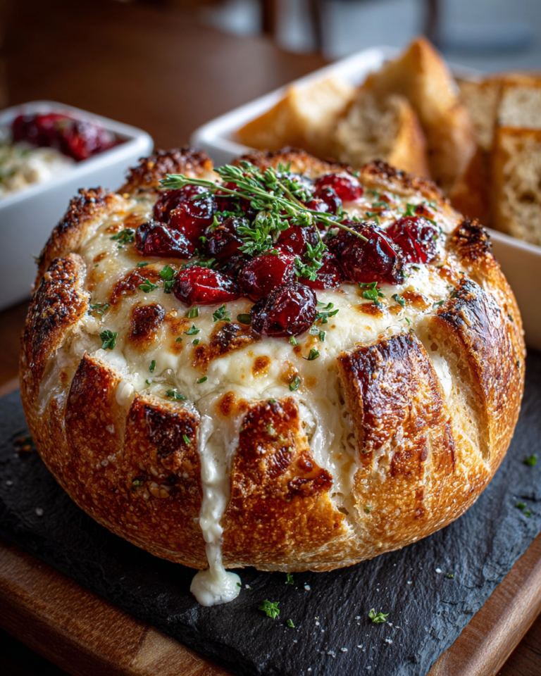 Baked Cranberry Brie Bread Bowl