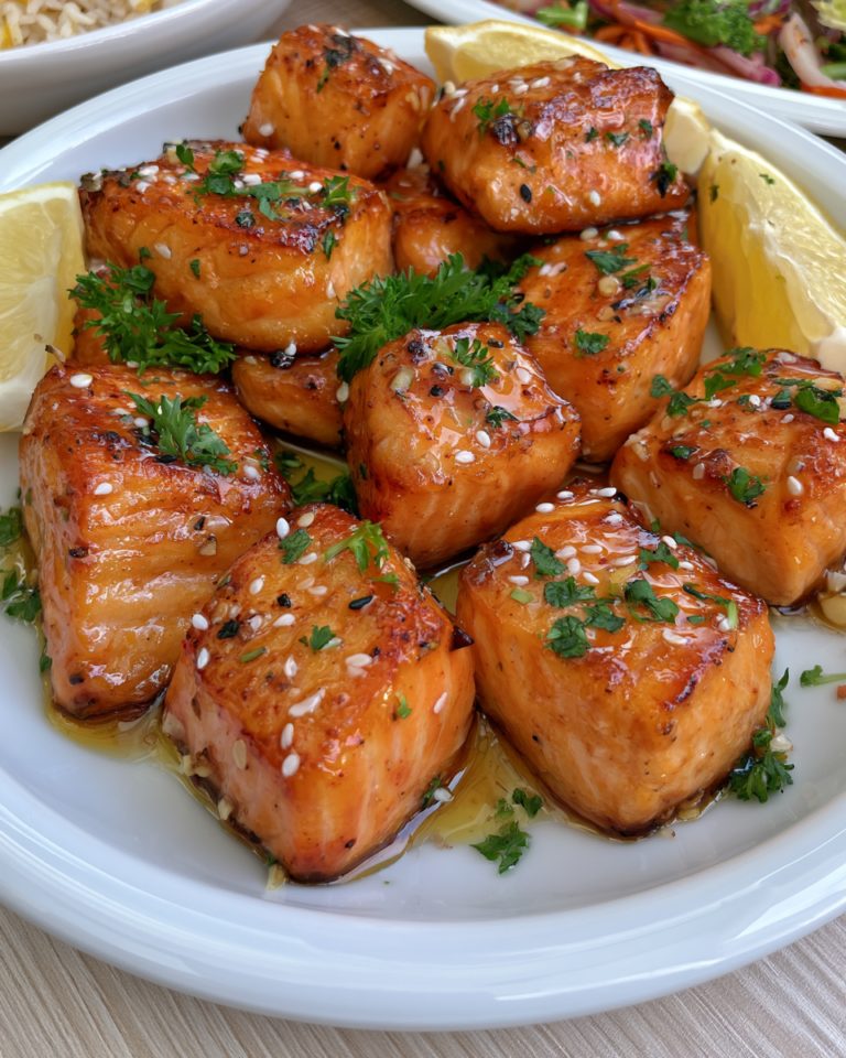 Easy Honey Garlic Salmon Bites Recipe