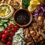 Greek Chicken Mezze Platter with Balsamic Drizzle