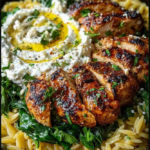 Lemon Dijon Chicken Orzo Bowl with Garlic Whipped Feta