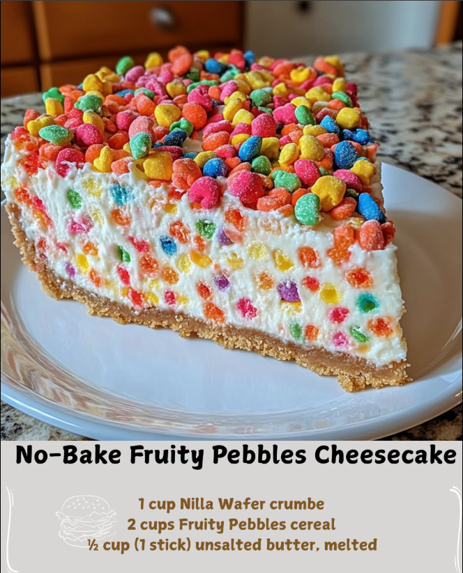 No-Bake Fruity Pebbles Cheesecake