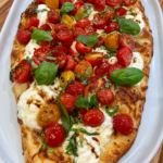 Crispy Burrata Flatbread with Roasted Tomatoes & Basil
