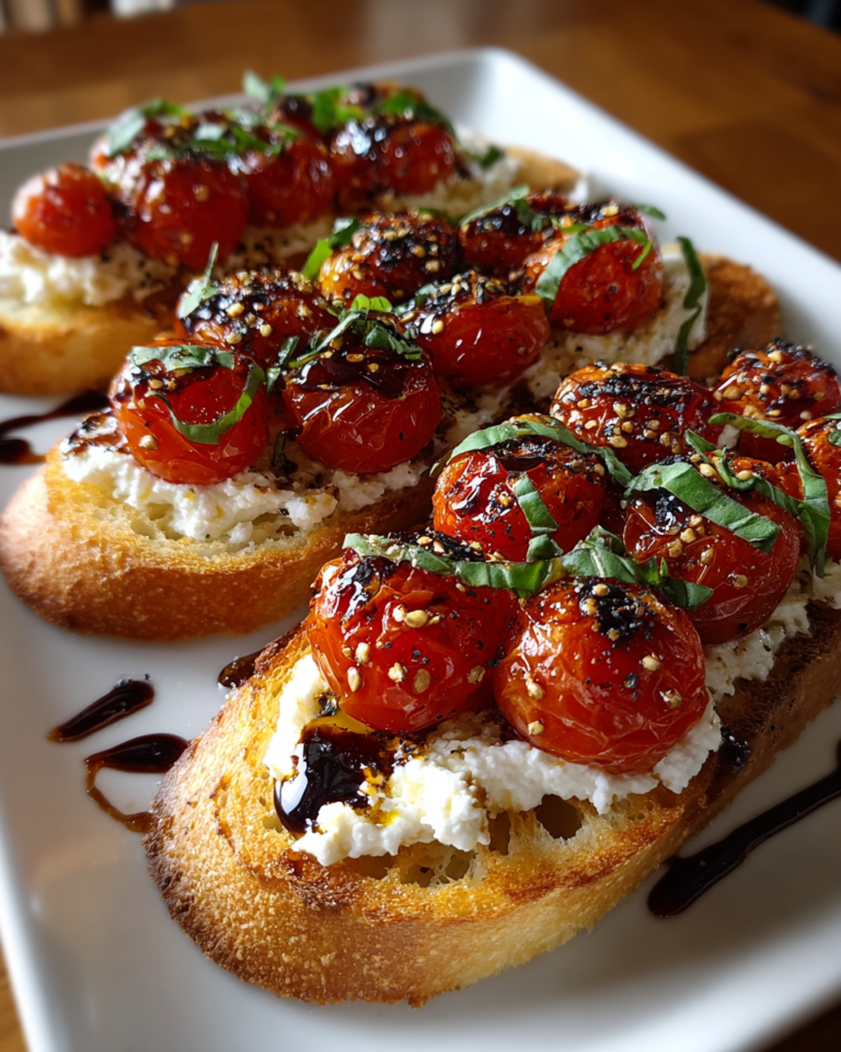 Roasted Tomato Whipped Ricotta Crostini