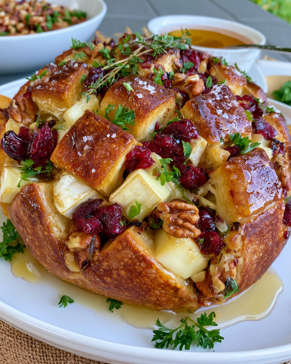 Cranberry Brie Honey Sourdough Pull-Apart Bread