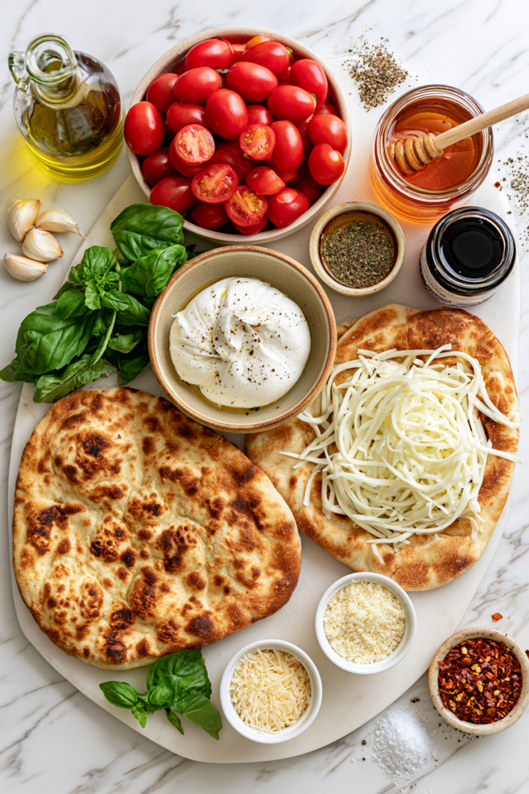 Crispy Burrata Flatbread with Roasted Tomatoes & Basil