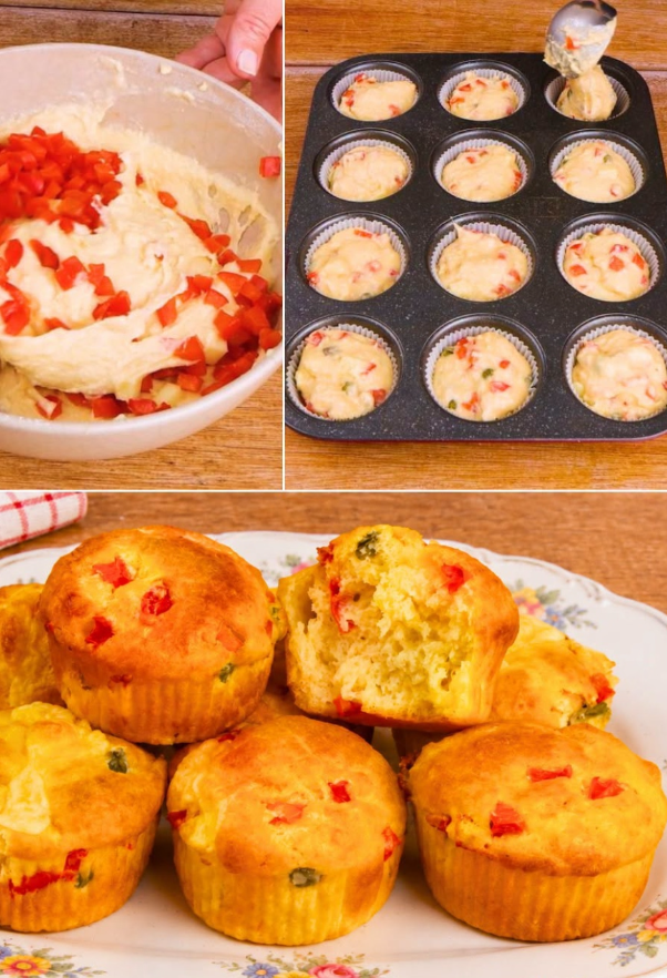 Savoury Red Bell Pepper Muffins: A Mediterranean Appetiser
