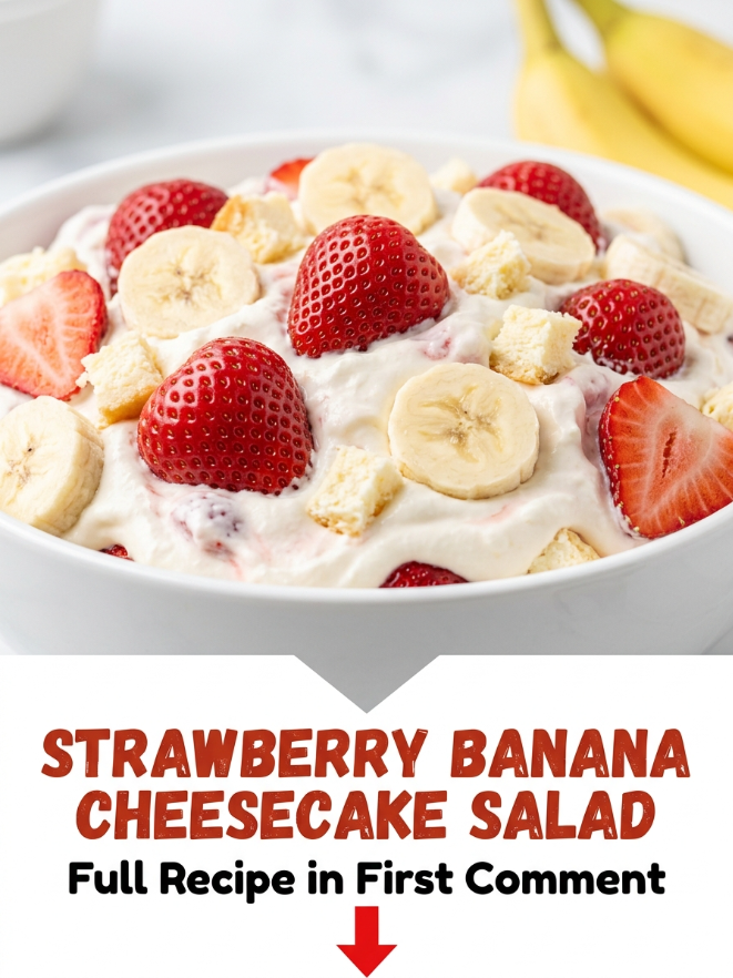 Strawberry and Banana Cheesecake Salad – A Creamy, Fruity Dessert