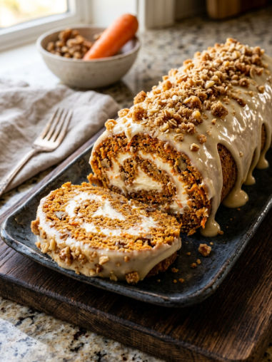 Carrot Cake Roll with Cream Cheese Filling