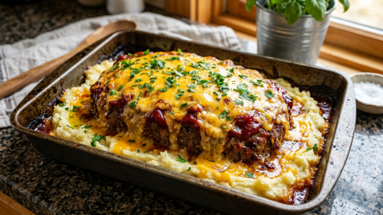 Cheesy Meatloaf with Mashed Potato Topping