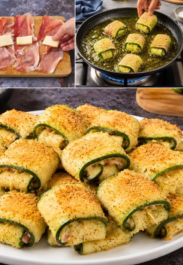Crunchy Zucchini Fritters with Speck & Caciotta Cheese