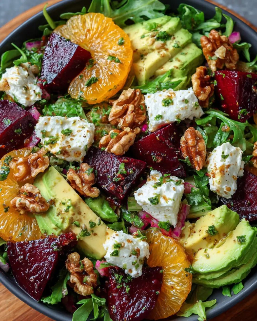 Beetroot, Feta & Orange Salad with Avocado and Maple Dressing