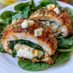 Crispy Stuffed Chicken Rolls with Spinach, Whipped Feta & Hot Honey Drizzle