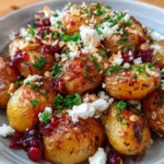 Crispy Baby Potatoes with Feta, Toasted Almonds & Hot Honey Cranberry Glaze