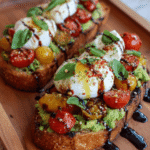 Avocado Burrata Tomato Toast with Balsamic Drizzle