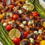 Balsamic Glazed Chicken with Roasted Asparagus, Tomatoes & Feta