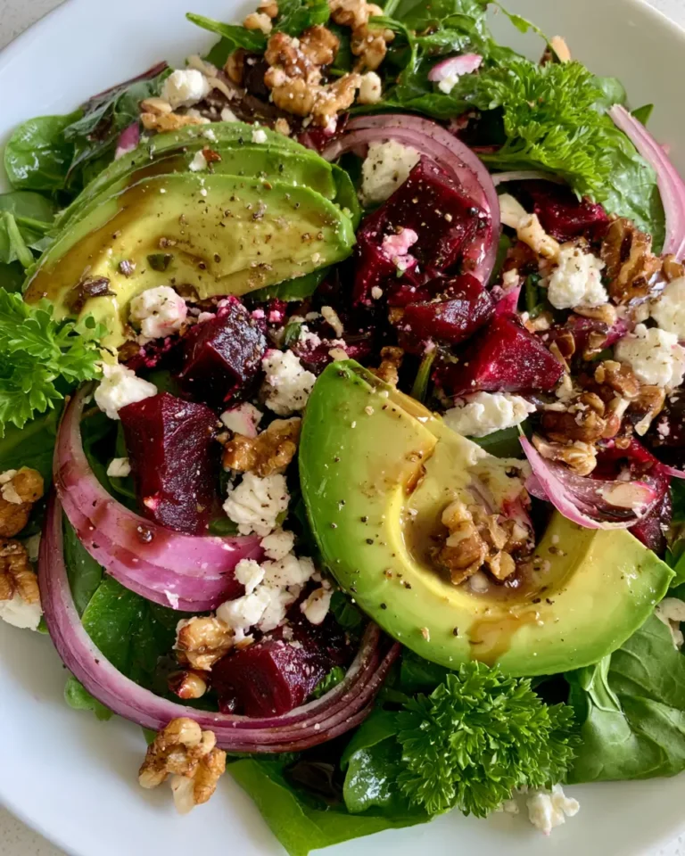 Beetroot, Avocado & Feta Salad with Honey-Balsamic Dressing