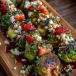 Caramelized Brussels Sprouts Skewers with Feta & Strawberry Hot Honey