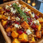 Caramelized Butternut Squash with Feta, Walnuts, and Cranberry-Honey Glaze