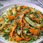 Carrot & Cucumber Ribbon Salad with Fresh Herbs, Seeds & Lemon Dressing
