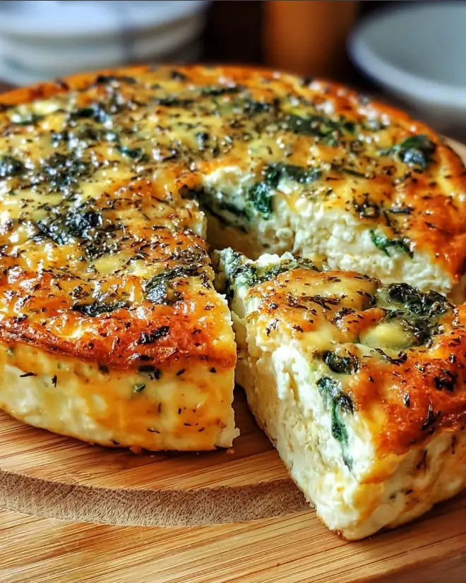 Cottage Cheese & Spinach Crustless Quiche