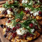 Cranberry Balsamic Flatbread with Goat Cheese & Arugula