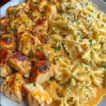 Creamy Garlic Chicken Bites with Parmesan Farfalle