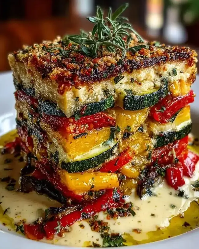 Creamy Mediterranean Vegetable Lasagna Bake