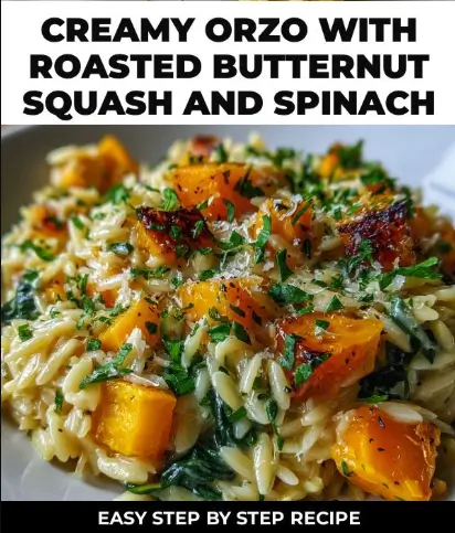 Creamy Orzo with Roasted Butternut Squash and Spinach