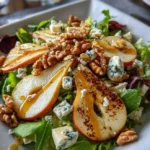 Crisp Pear Salad with Greens, Walnuts & Creamy Cheese