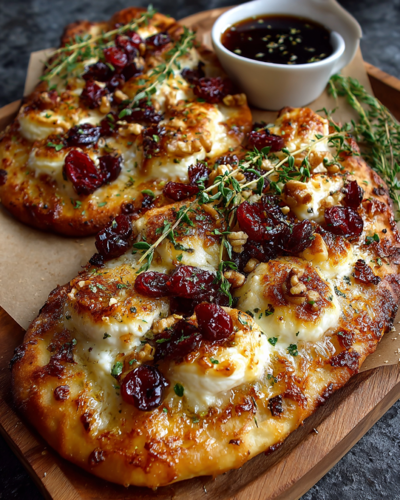 Crispy Flatbread with Brie, Cranberries & Toasted Walnuts