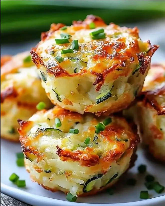 Crispy Parmesan Zucchini Potato Muffins