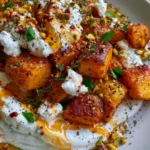 Crispy Roasted Pumpkin with Whipped Feta, Hot Honey & Toasted Pistachios