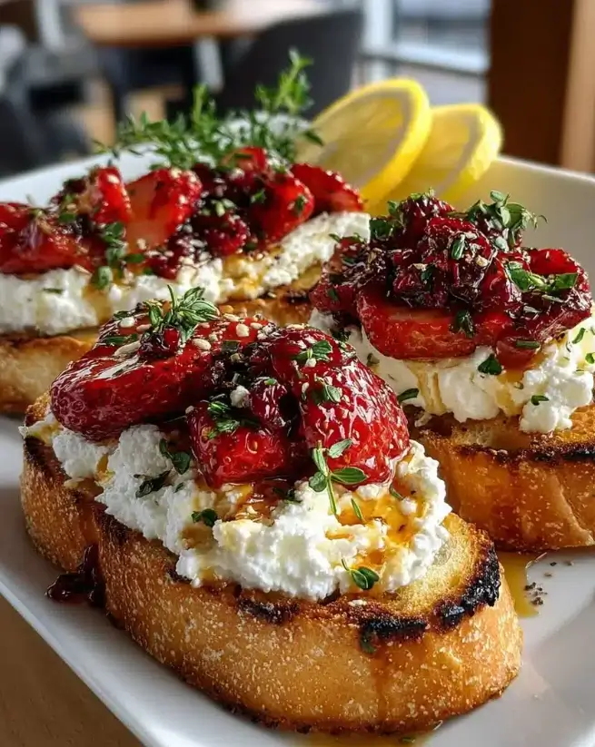 Easy Crostini with Whipped Feta and Strawberries