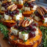 Easy Sweet Potato Brie Rounds with Cranberries