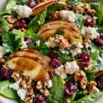 Fresh Spinach, Apple & Feta Salad with Cranberries, Crunchy Walnuts & Honey Balsamic Glaze