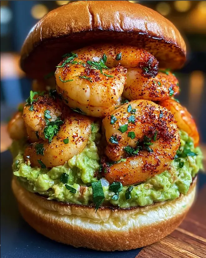 Garlic Butter Scallop & Avocado Brioche Burger