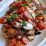 Golden Italian Chicken with Mozzarella, Cherry Tomatoes, Fresh Basil & Balsamic Glaze